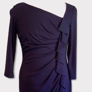 Suzi Chin Maggy Boutique Dress Nipped Waistline Asymmetrical Neckline Size 14